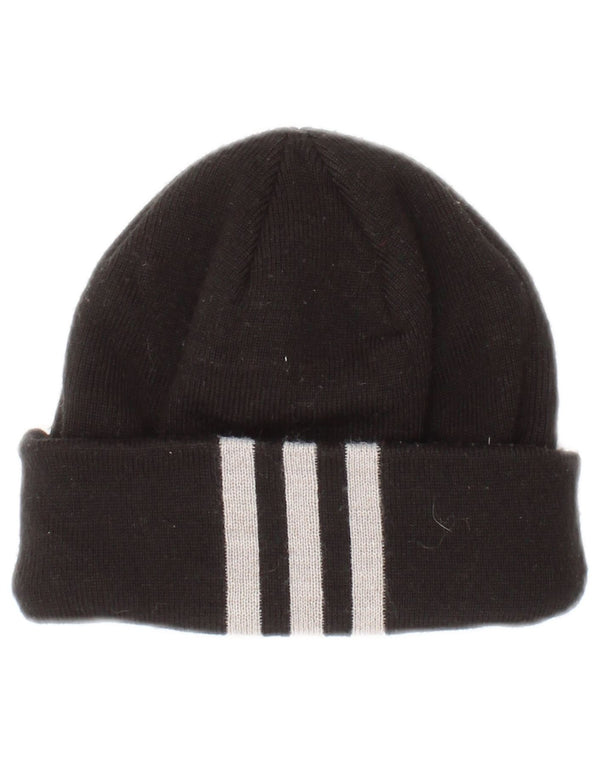 Adidas Boys Beanie Hat One Size Black Striped Polyester