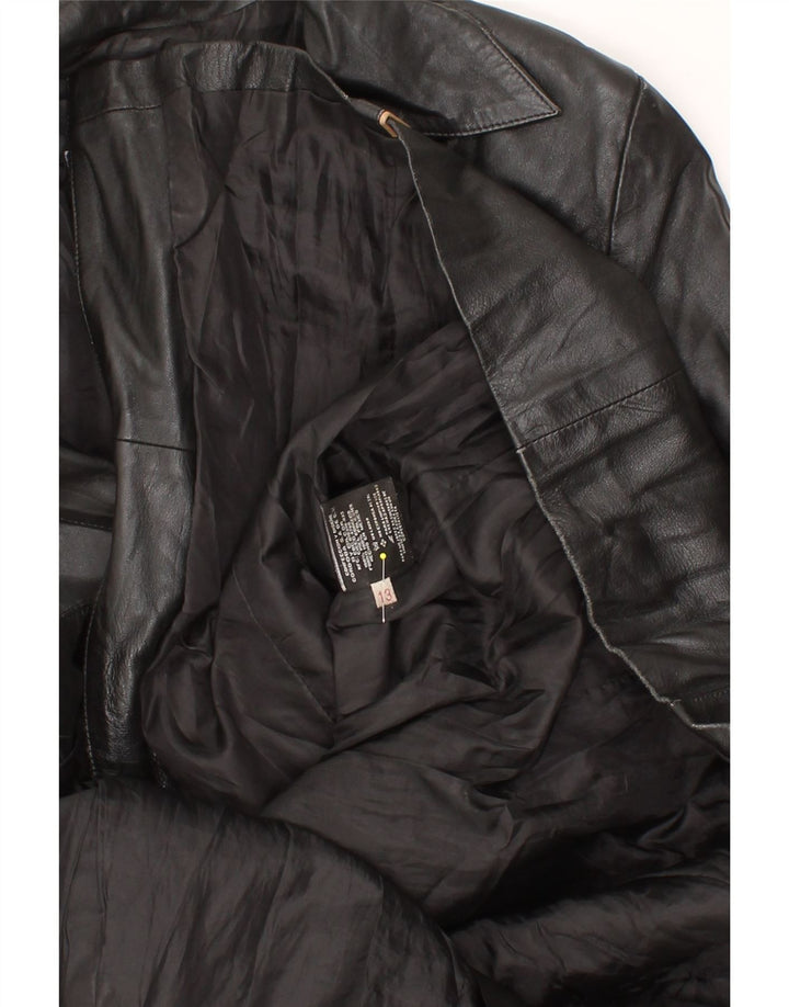 VINTAGE Womens Leather Coat UK 12 Medium Black Leather Vintage Vintage and Second-Hand Vintage from Messina Hembry 