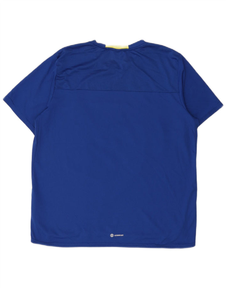 Adidas Herre Aeroready Grafisk T-Shirt Top Stor Blå Polyester