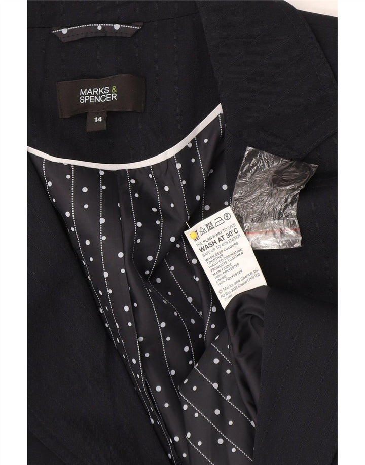 Marks & Spencer Dame Blazer Jacket UK 14 Mellem marineblå stribet