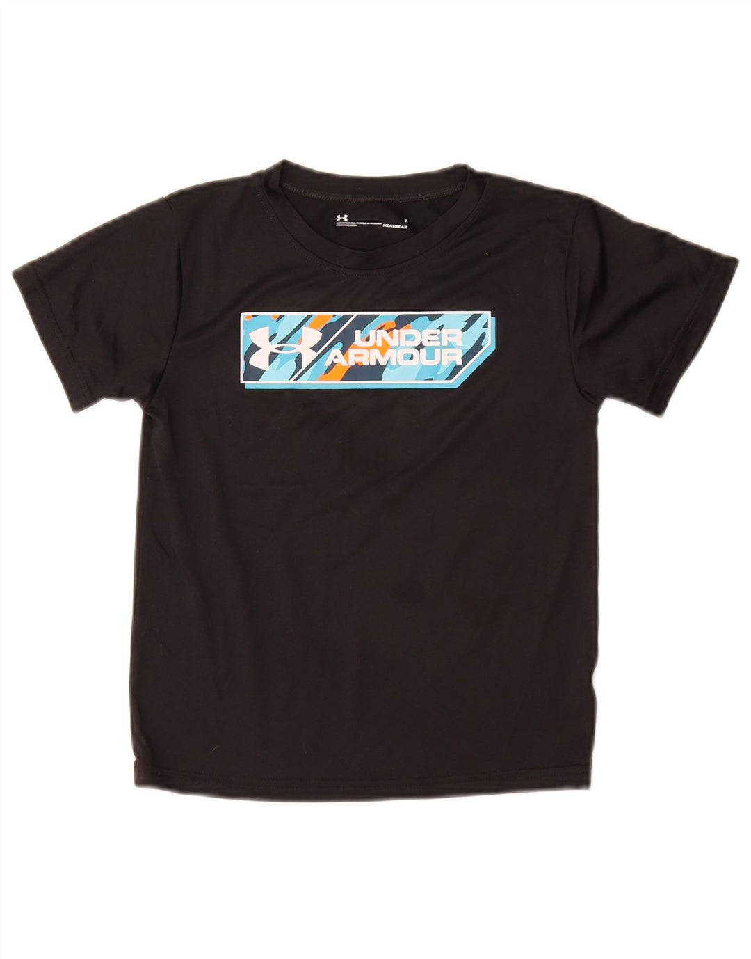 UNDER ARMOUR Boys Heat Gear Grafisk T-Shirt Top 6-7 år Sort