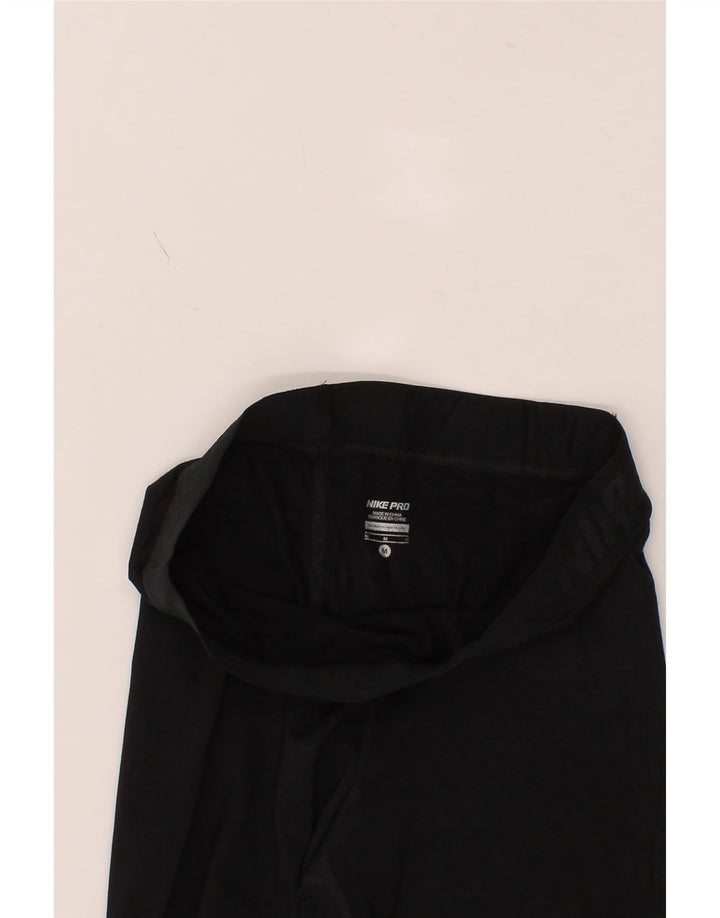 NIKE Womens Dri Fit Graphic Leggings UK 12 Medium Black Polyester Vintage Nike and Second-Hand Nike from Messina Hembry 