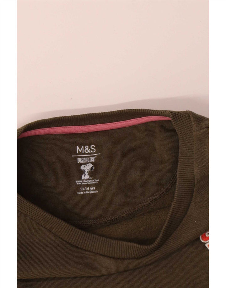 Marks & Spencer Girls Peanuts Sweatshirt Jumper 13-14 år Khaki