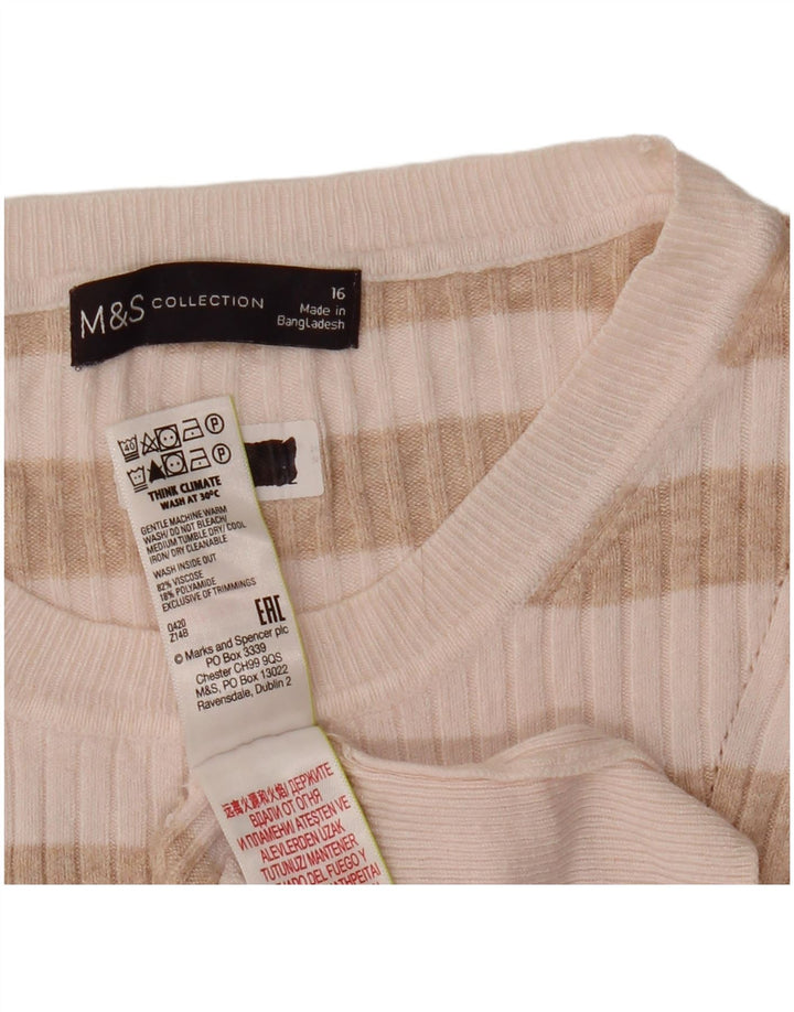 MARKS & SPENCER Dame Crop Crew Neck sweater DK 16 Large Beige