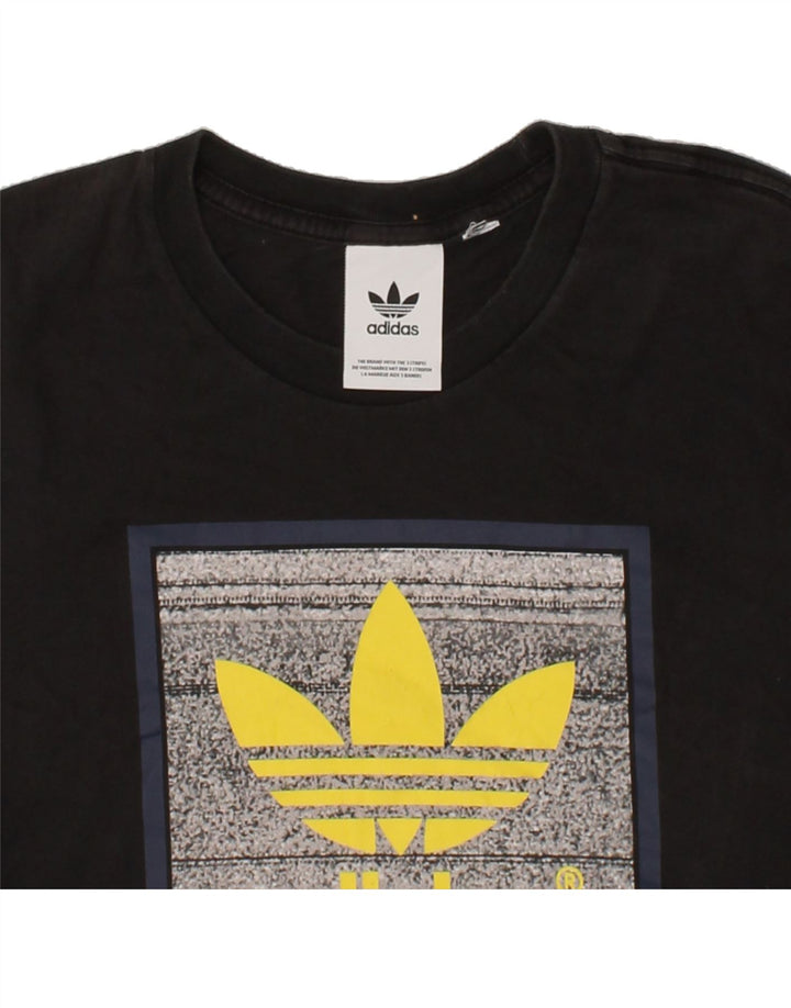 ADIDAS Mens Graphic T-Shirt Top Small Black Vintage Adidas and Second-Hand Adidas from Messina Hembry 