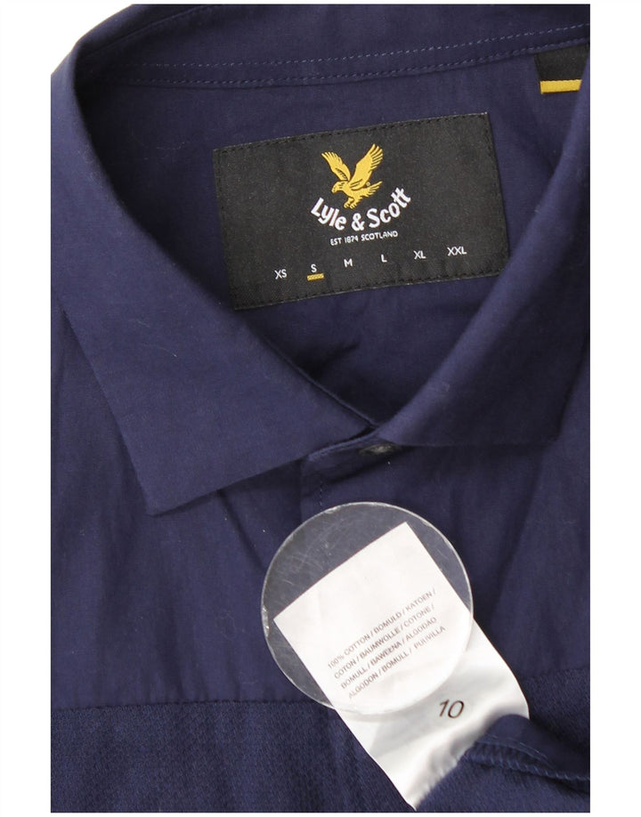 Lyle & Scott kortærmet herreskjorte lille marineblå bomuld