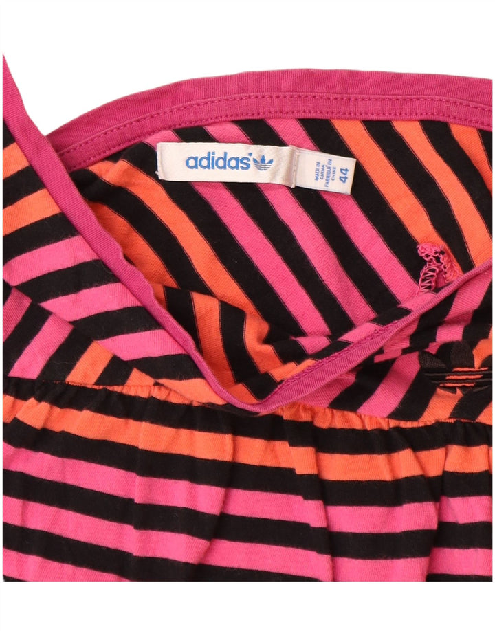 Adidas Dame Bluse Top IT 44 Medium Pink Stribet Bomuld