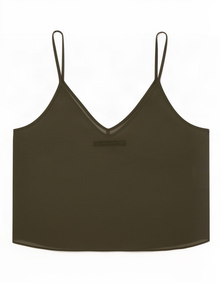 Zara Dame Se Through Crop Top UK 12 Medium Khaki