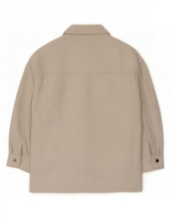Zara Womens Overshirt Flannel Shirt UK 8 XS Beige Polyester