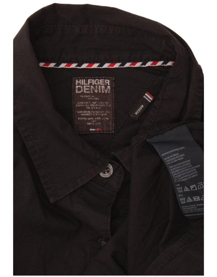 TOMMY HILFIGER Womens Shirt UK 12 Medium Black Cotton
