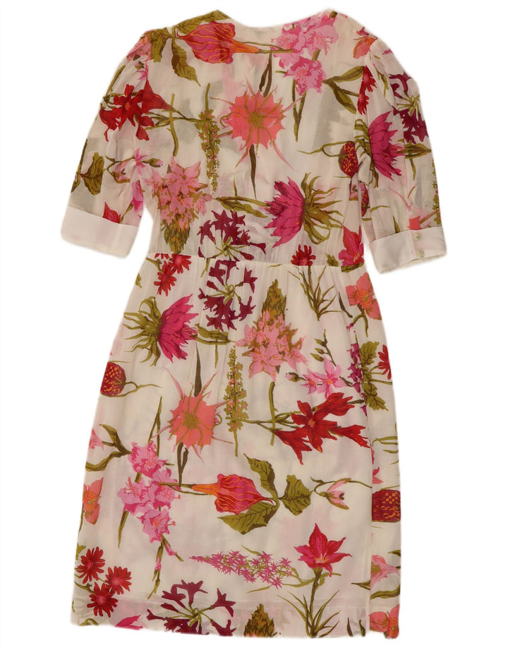 Vintage Dame Se Through Skede Kjole UK 12 Medium White Floral