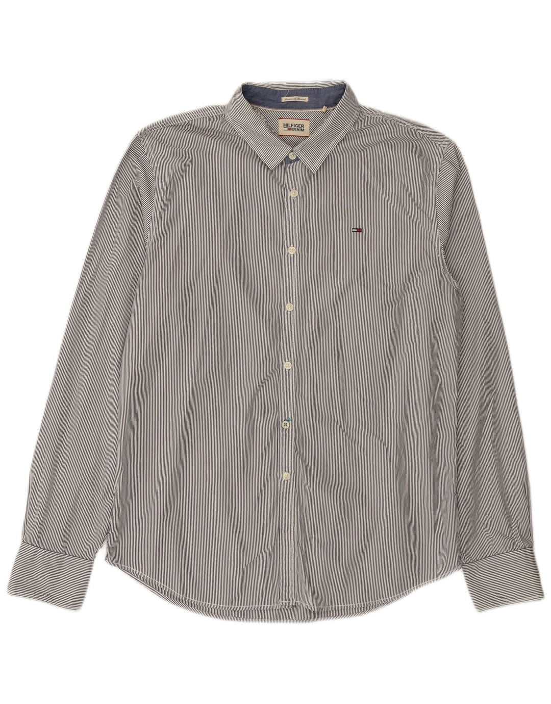 Tommy Hilfiger Herre Slim Fit skjorte Medium Grey Pinstripe Bomuld