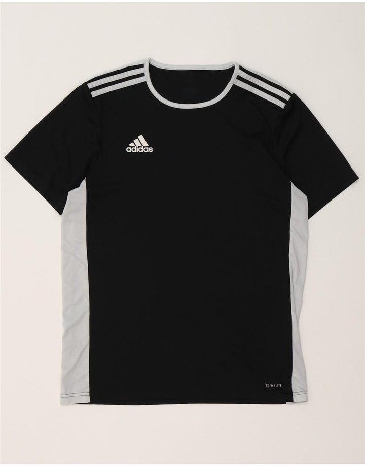 Adidas Herre Climalite T-Shirt Top Medium Sort Colourblock Polyester