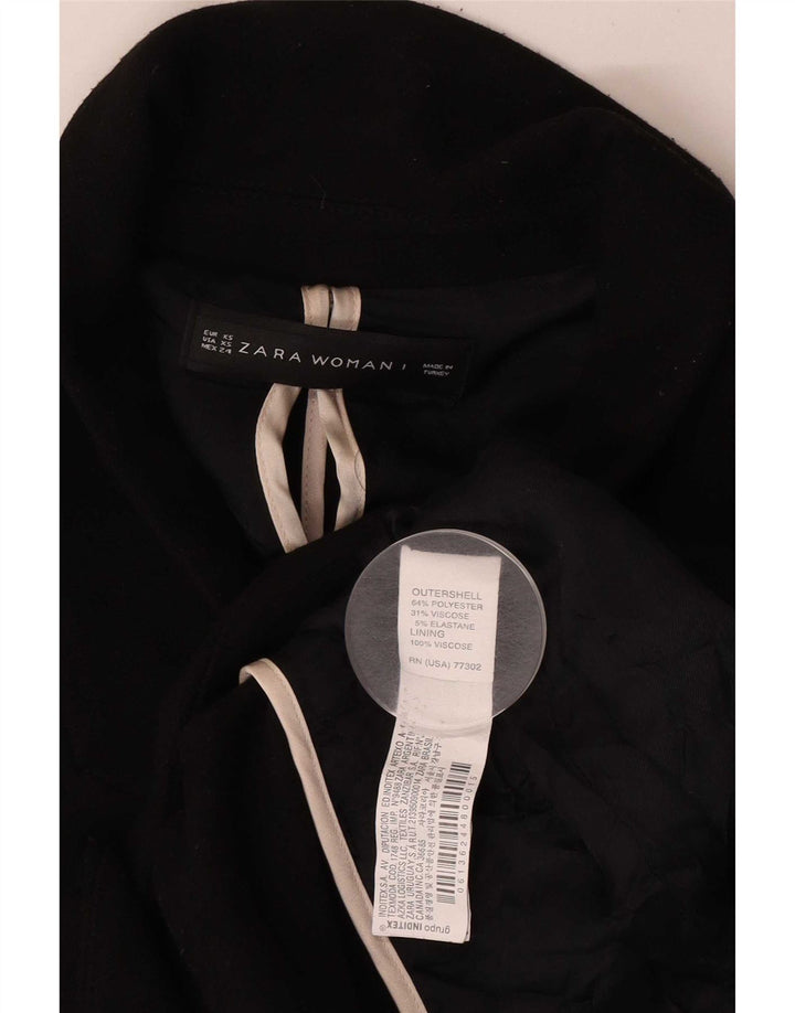 Zara Dame 1 Knap Oversized Blazer Jacket UK 6 XS Sort Polyester
