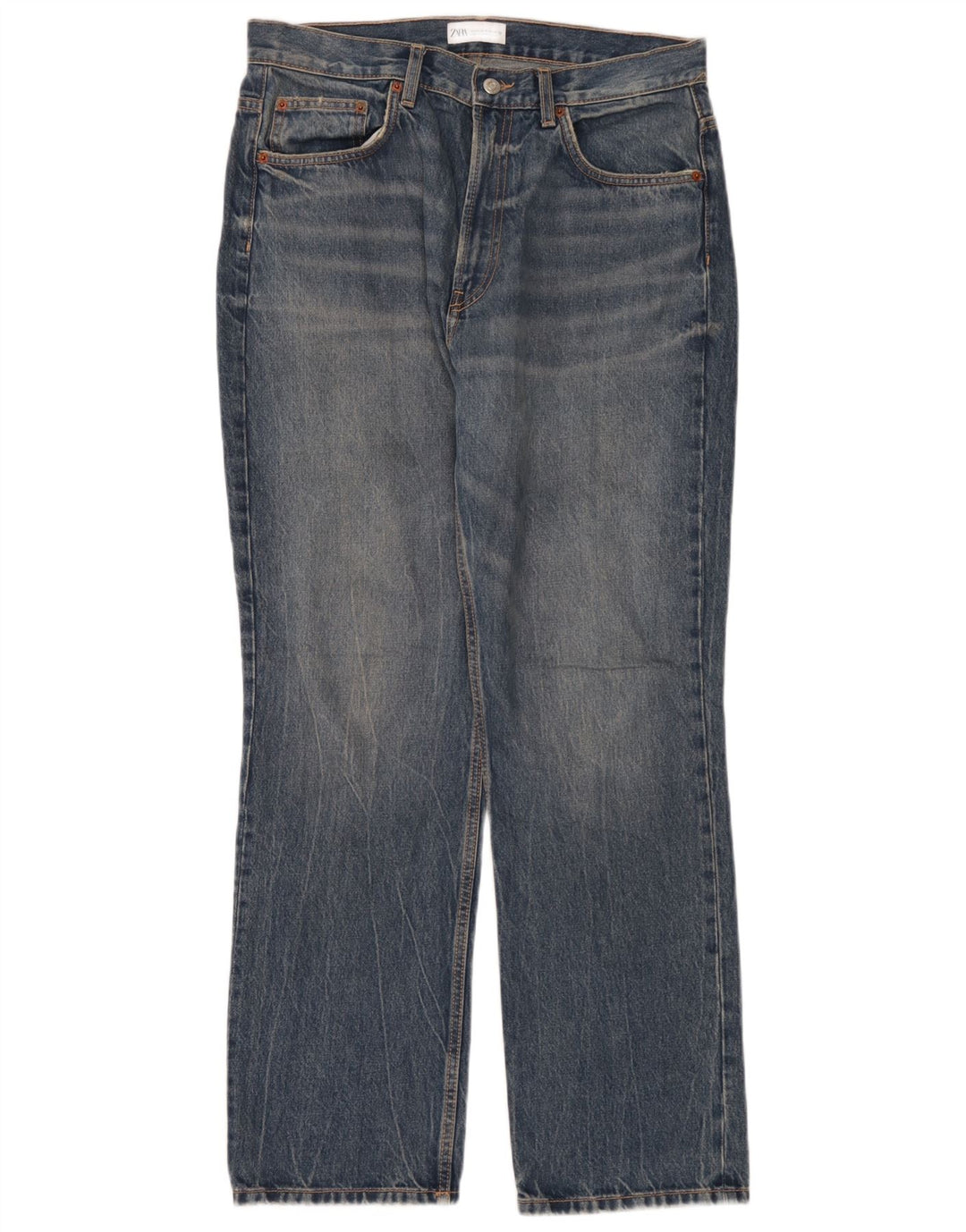 Zara Dame Straight Jeans EU 44 XL W34 L32 Blå