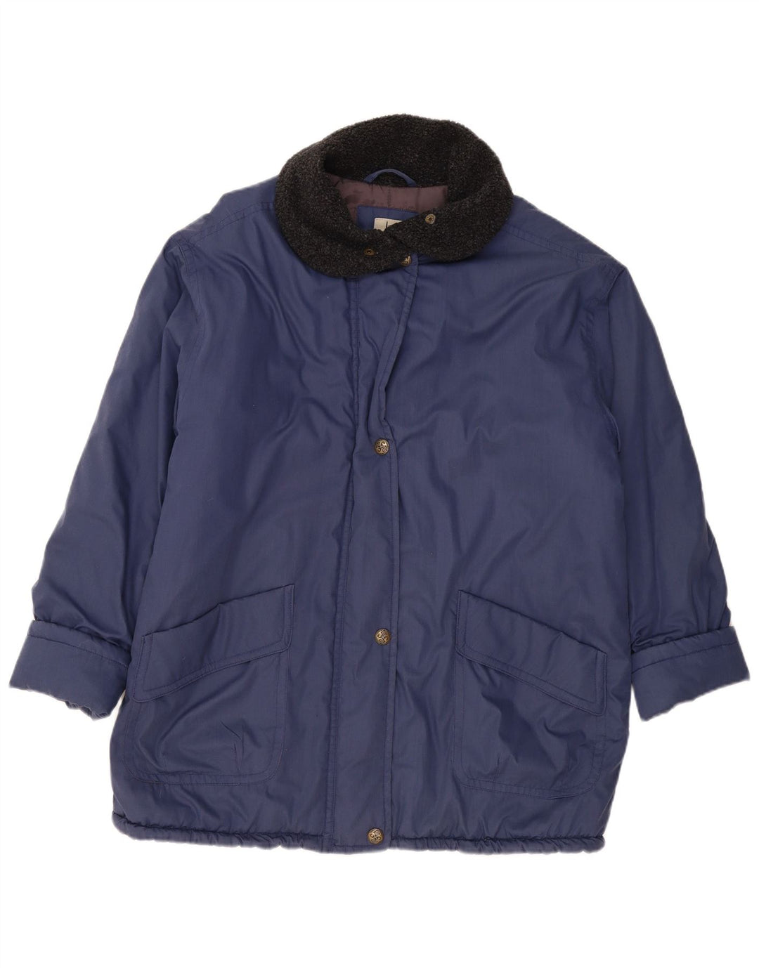 VINTAGE Dame Windbreaker Jacket UK 20 2XL Navy Blue Polyester