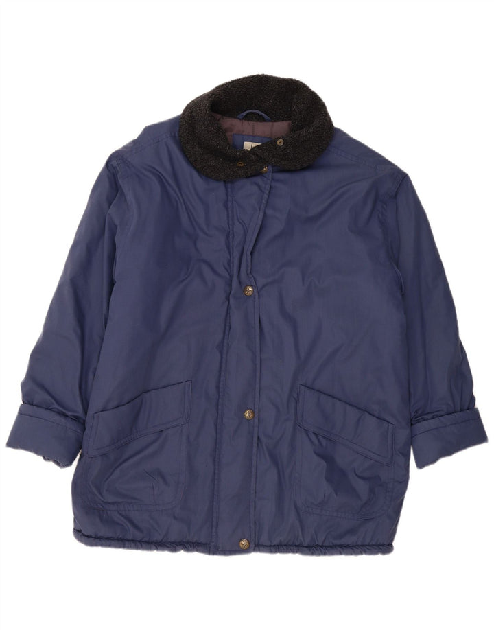 VINTAGE Dame Windbreaker Jacket UK 20 2XL Navy Blue Polyester