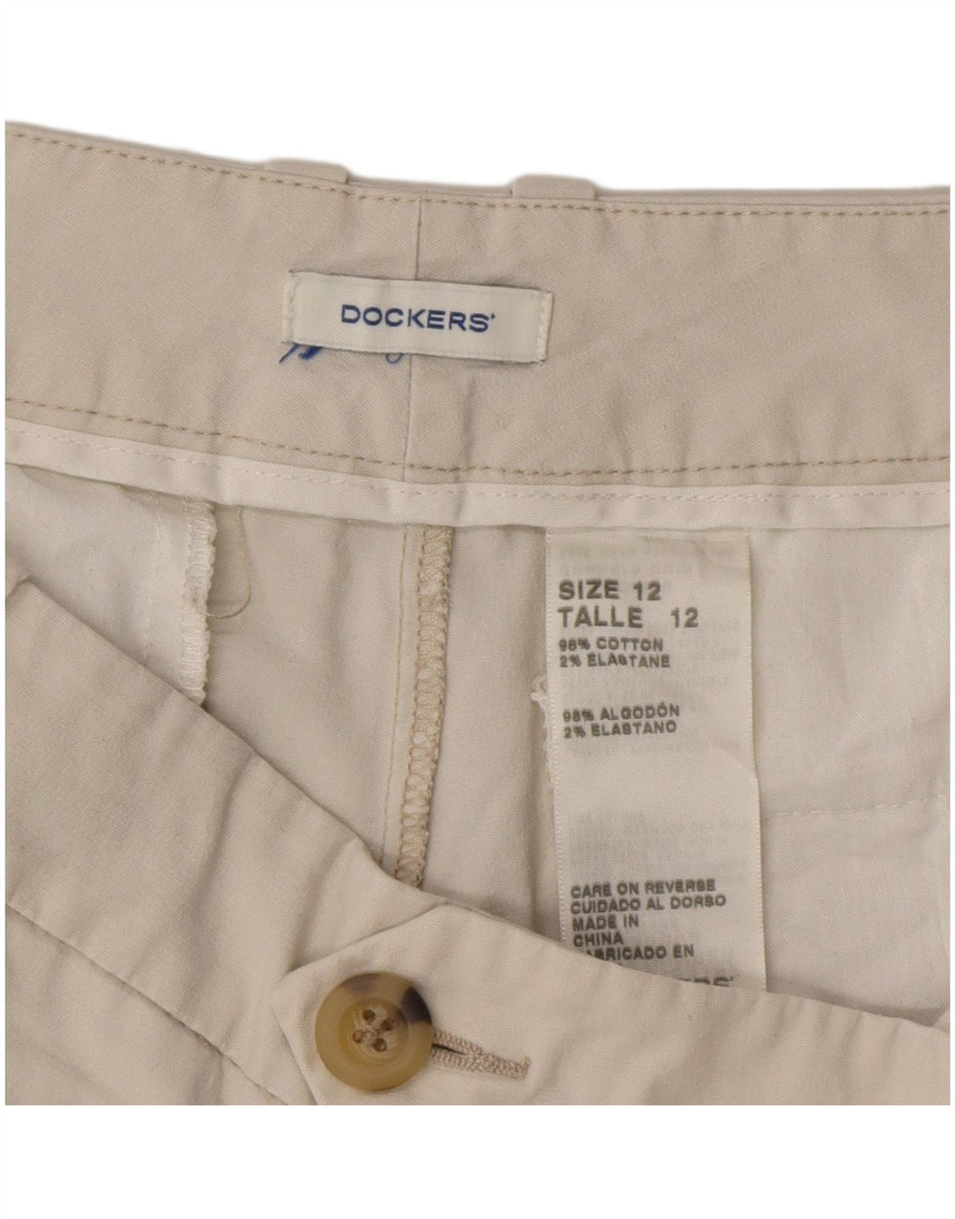 Dockers Chino Shorts til kvinder US 12 Large W36 Beige Bomuld