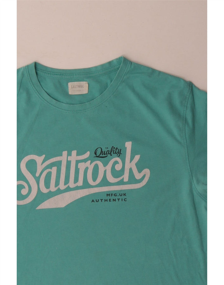 Saltrock Herre Grafisk T-Shirt Top XL Blå Bomuld