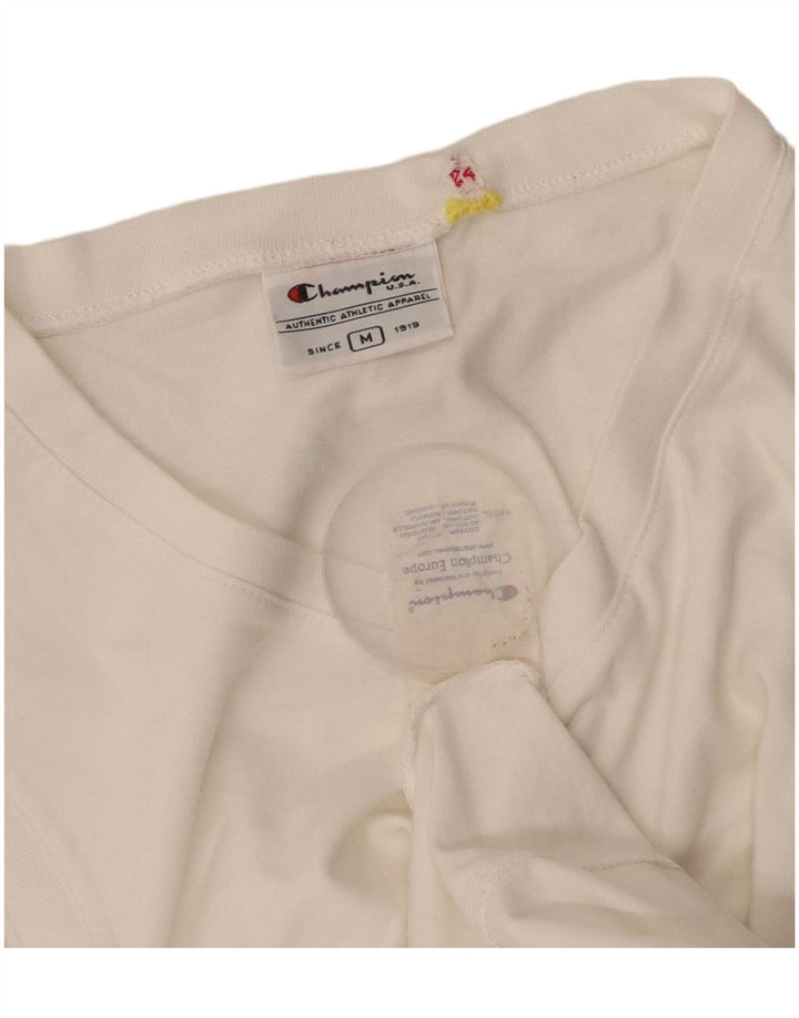 Champion Kvinder Grafisk Vest Top UK 12 Medium Hvid Bomuld
