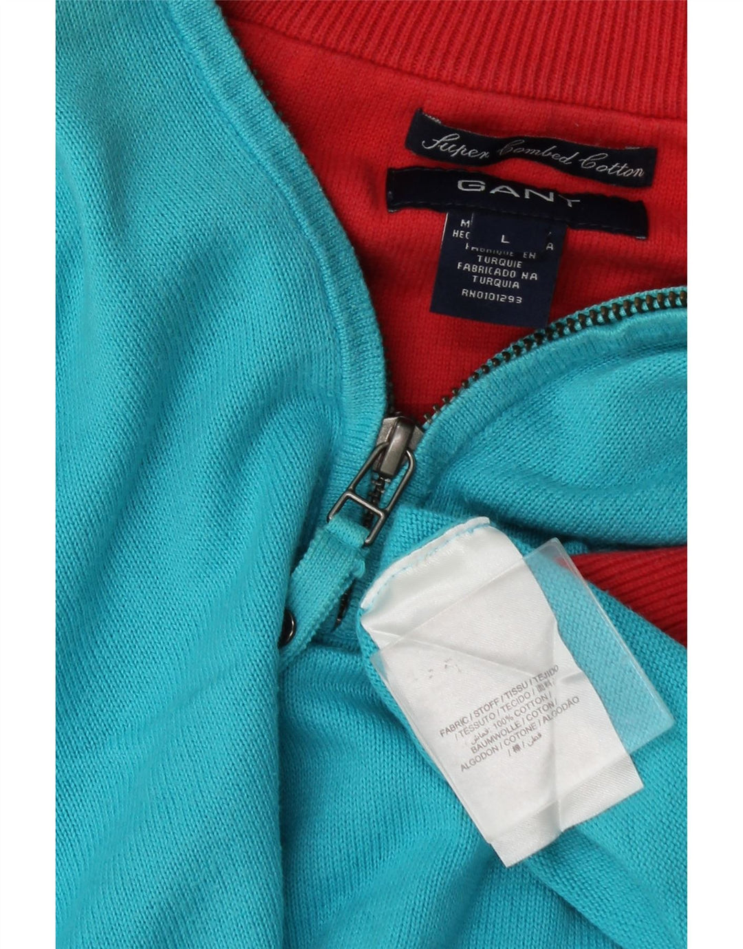 Gant Herre Zip Neck Jumper Sweater Stor Blå Bomuld