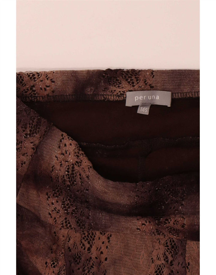 Per Una Dame Midi Nederdel UK 14 Large W32 Brun Polyester