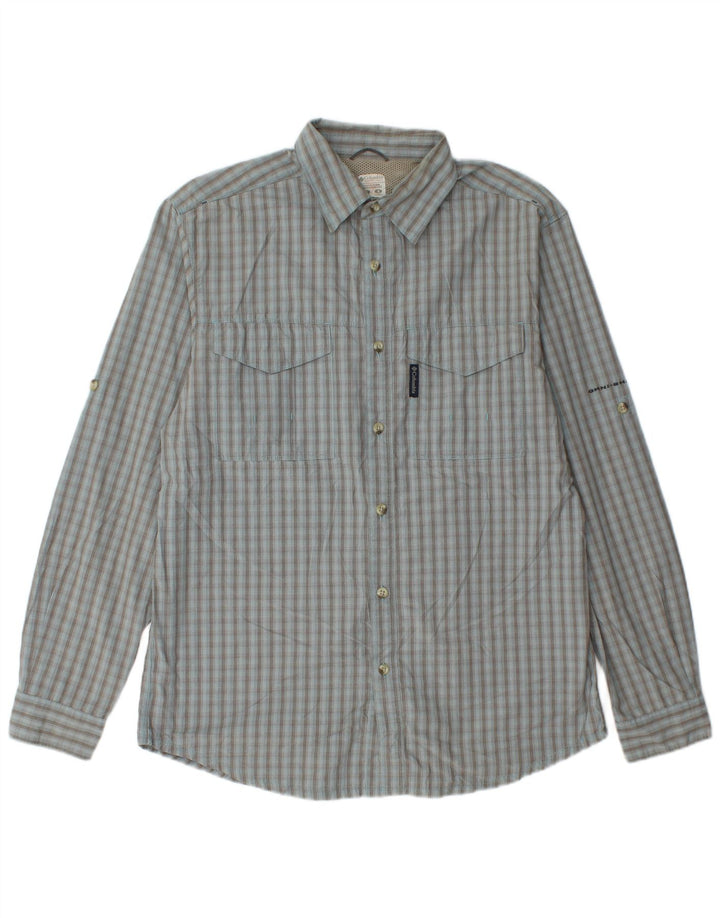 Columbia herreskjorte stor blå ternet bomuld