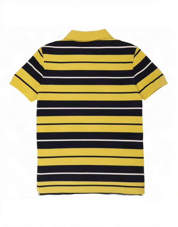 Tommy Hilfiger Herre Custom Fit Polo Shirt Medium Gul Stribet Bomuld
