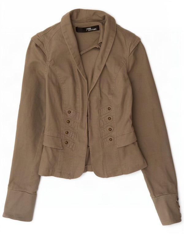 Jane Norman Womens Blazer Jacket UK 6 XS Grey Cotton