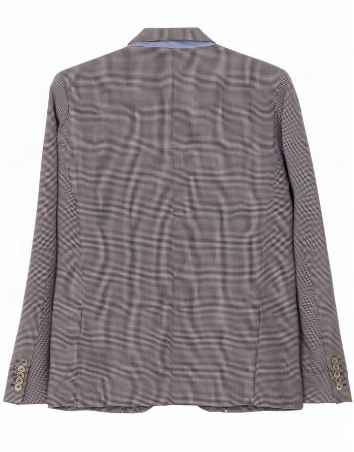 Zara Herre 2-knaps blazerjakke UK 40 Large Grå Houndstooth Bomuld