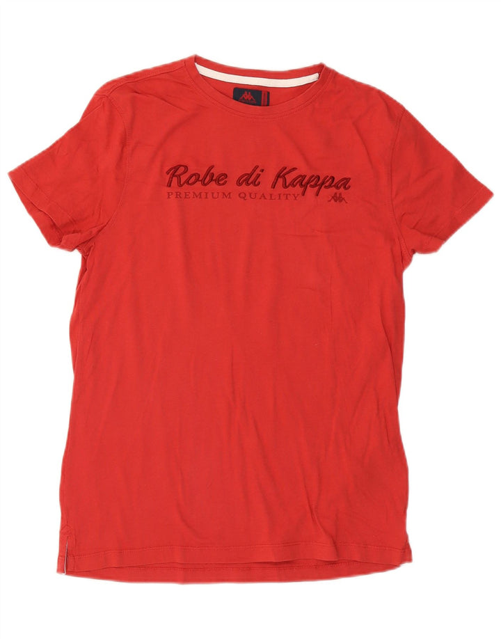 KAPPA Grafisk T-shirt top til kvinder UK 12 Medium rød bomuld