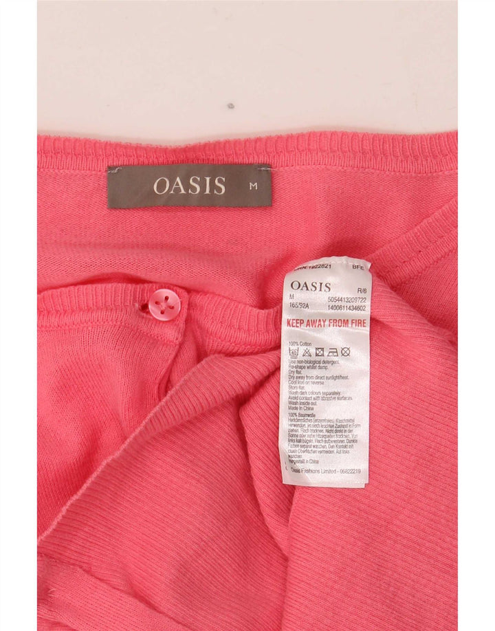 Oasis Womens Crop Cardigan Sweater UK 12 Medium Pink Bomuld