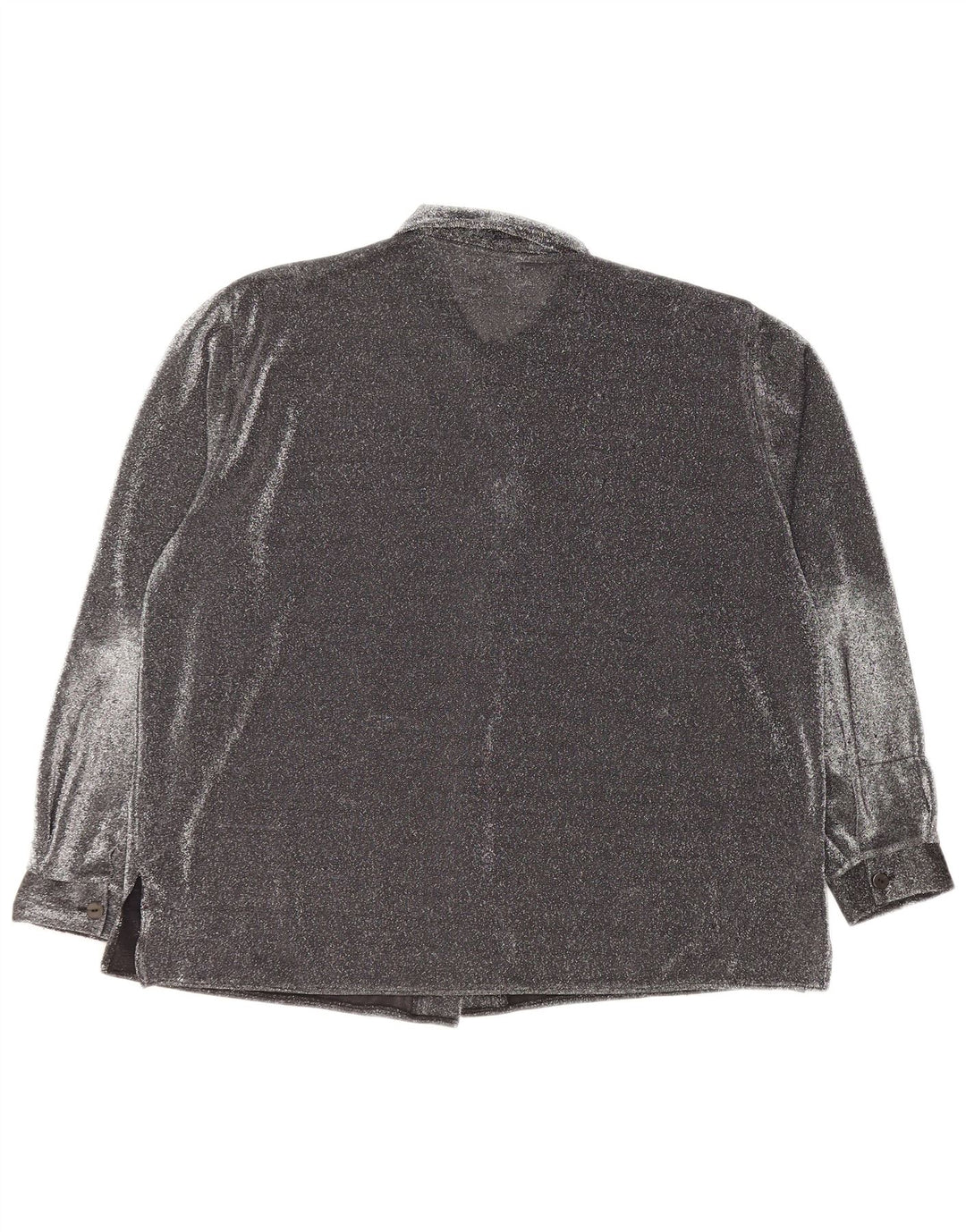 VINTAGE Dame Oversized skjortebluse UK 16 Large Black Flecked Polyester