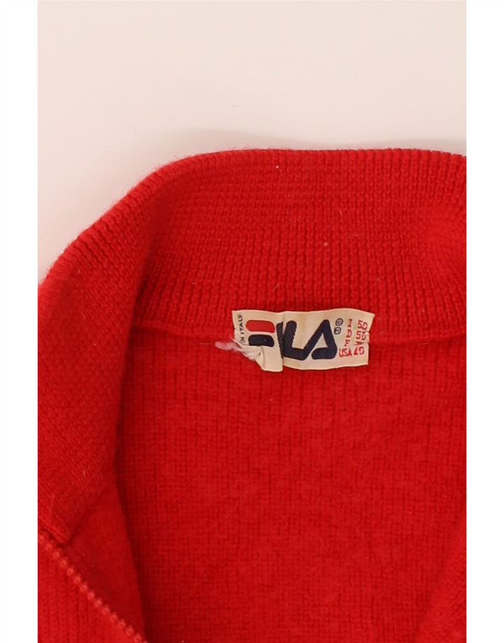 FILA Womens Zip Neck Jumper Sweater IT 50 XL Red Virgin Wool Vintage Fila and Second-Hand Fila from Messina Hembry 