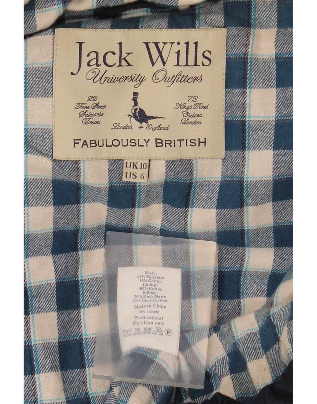 Jack Wills Dame Hætte Polstret Gilet UK 10 Small Navy Blue Polyester