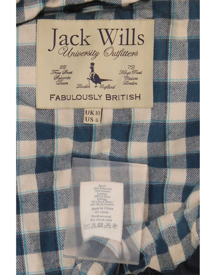 Jack Wills Dame Hætte Polstret Gilet UK 10 Small Navy Blue Polyester