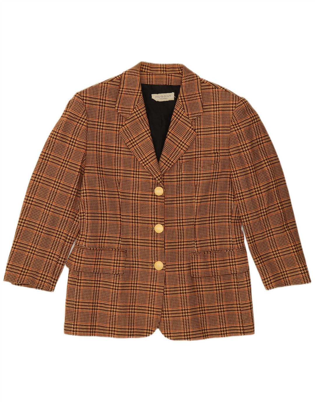 Vintage dame 3/4 ærmet blazerjakke IT 44 Medium Brown Houndstooth