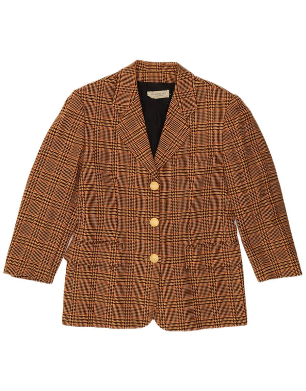 Vintage dame 3/4 ærmet blazerjakke IT 44 Medium Brown Houndstooth