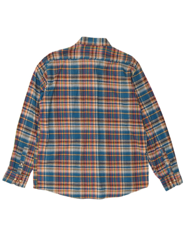 Evolution Herre Flanelskjorte 2XL Blå Plaid Bomuld