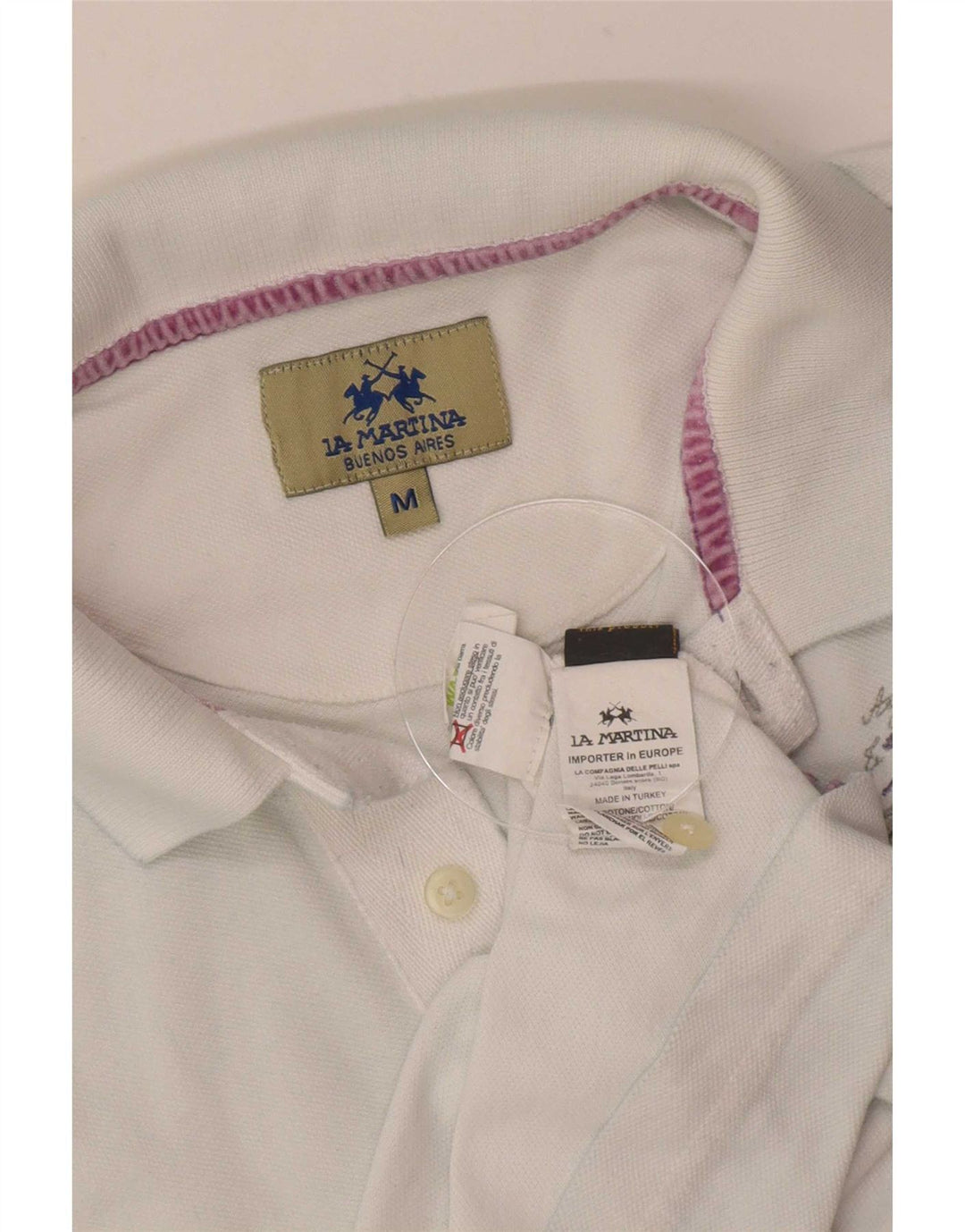 La Martina Herre grafisk poloshirt Medium hvid bomuld