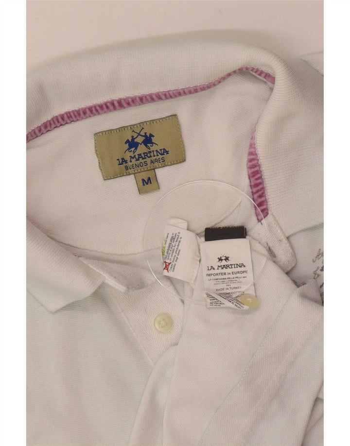 La Martina Herre grafisk poloshirt Medium hvid bomuld