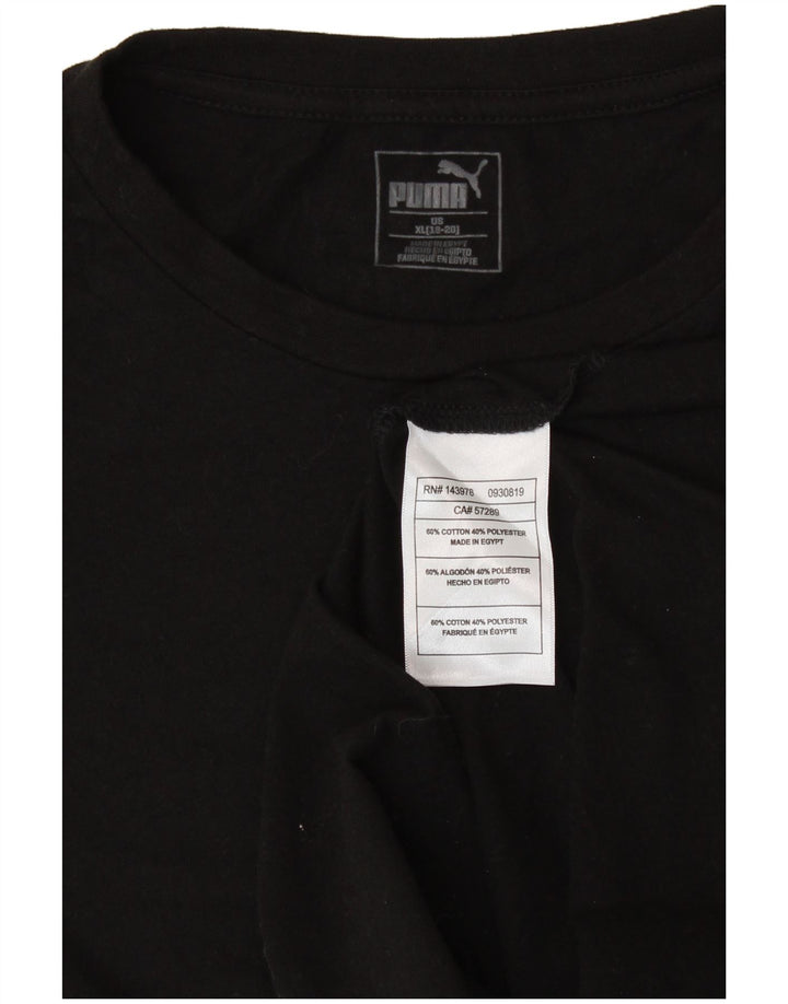 PUMA piger grafisk top langærmet 15-16 år XL sort bomuld