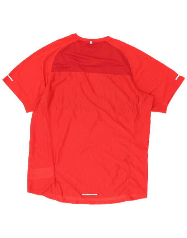 Nike Herre Dri Fit T-shirt Top Medium Rød Colourblock Polyester