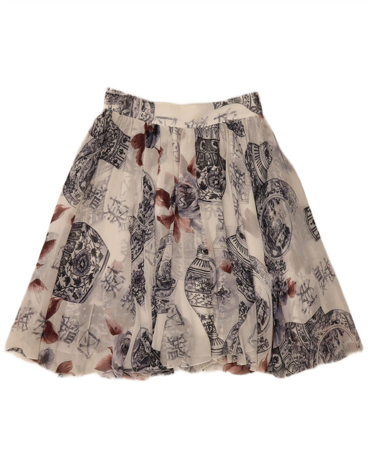 Sportmax Kvinder abstrakt mønster Mini Flared Skirt UK 14 Medium W28 White