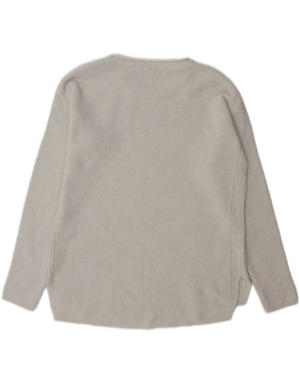 Besætningstøj Dame Boat Neck Jumper Sweater UK 12 Medium Grey Bomuld