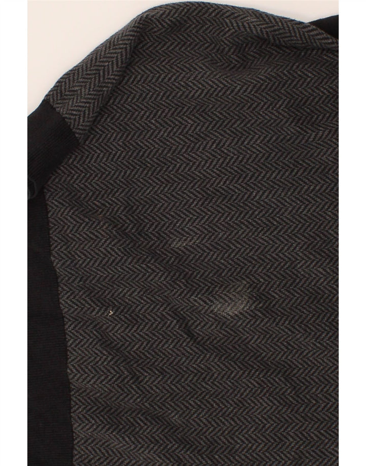 TOMMY HILFIGER Mens V-Neck Jumper Sweater Large Grey Herringbone Cotton Vintage Tommy Hilfiger and Second-Hand Tommy Hilfiger from Messina Hembry 
