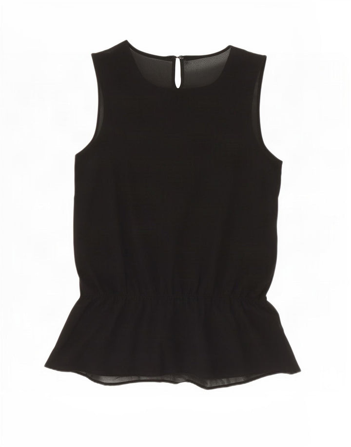 Zara Dame ærmeløs bluse Top UK 6 XS Sort Polyester