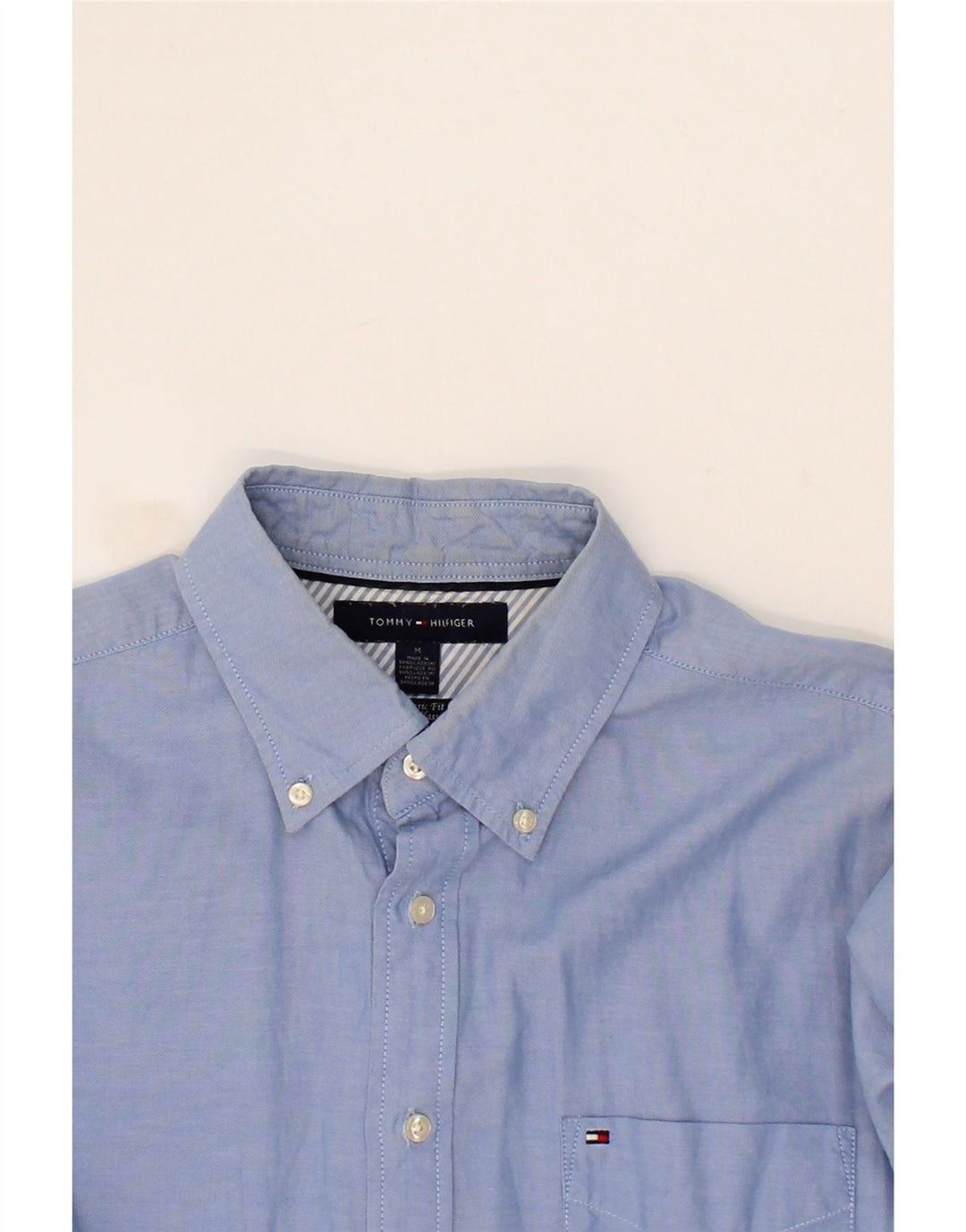 TOMMY HILFIGER Mens Classic Fit Shirt Medium Blue Cotton Vintage Tommy Hilfiger and Second-Hand Tommy Hilfiger from Messina Hembry 