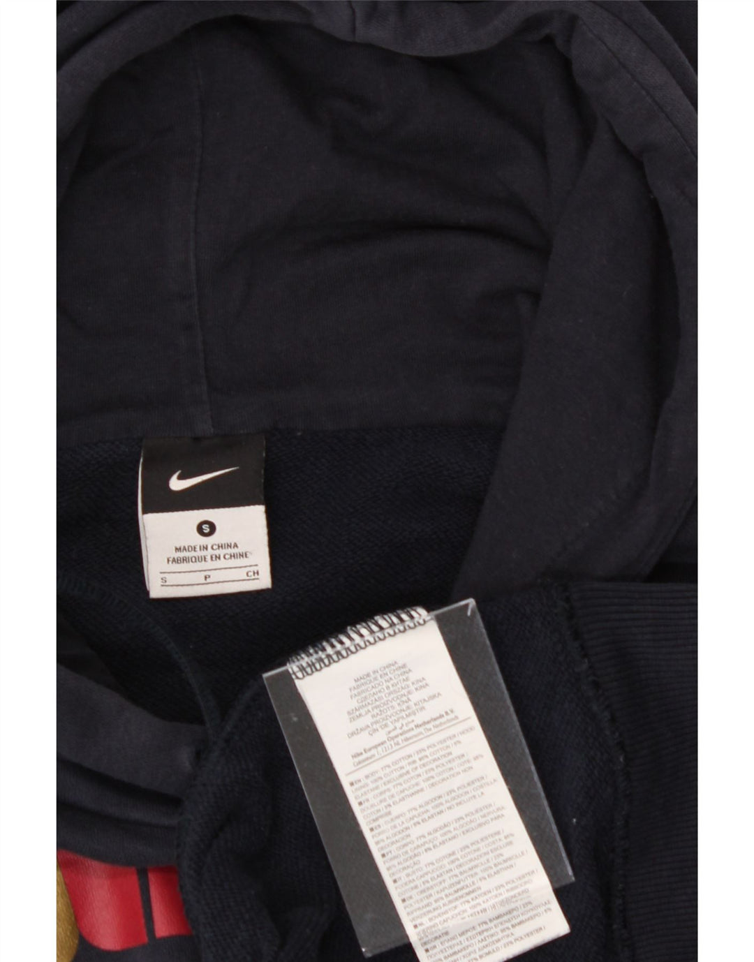 NIKE Mens Graphic Hoodie Jumper Small Navy Blue Cotton Vintage Nike and Second-Hand Nike from Messina Hembry 