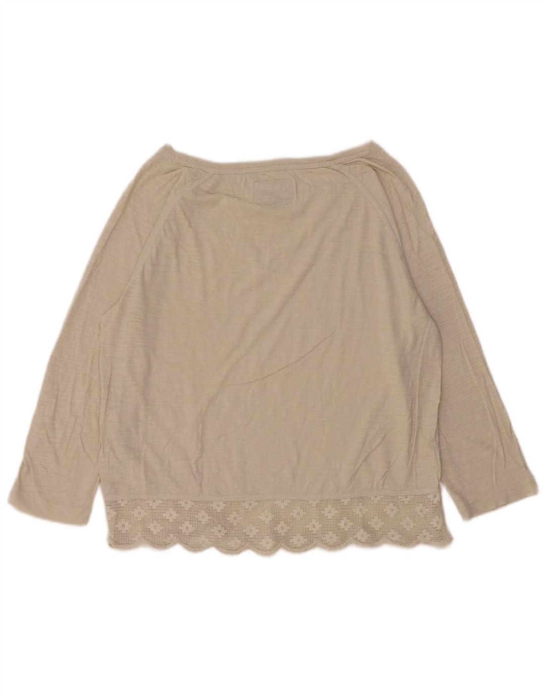 Superdry Dame 3/4-ærmet bluse Top UK 12 Medium Beige Bomuld